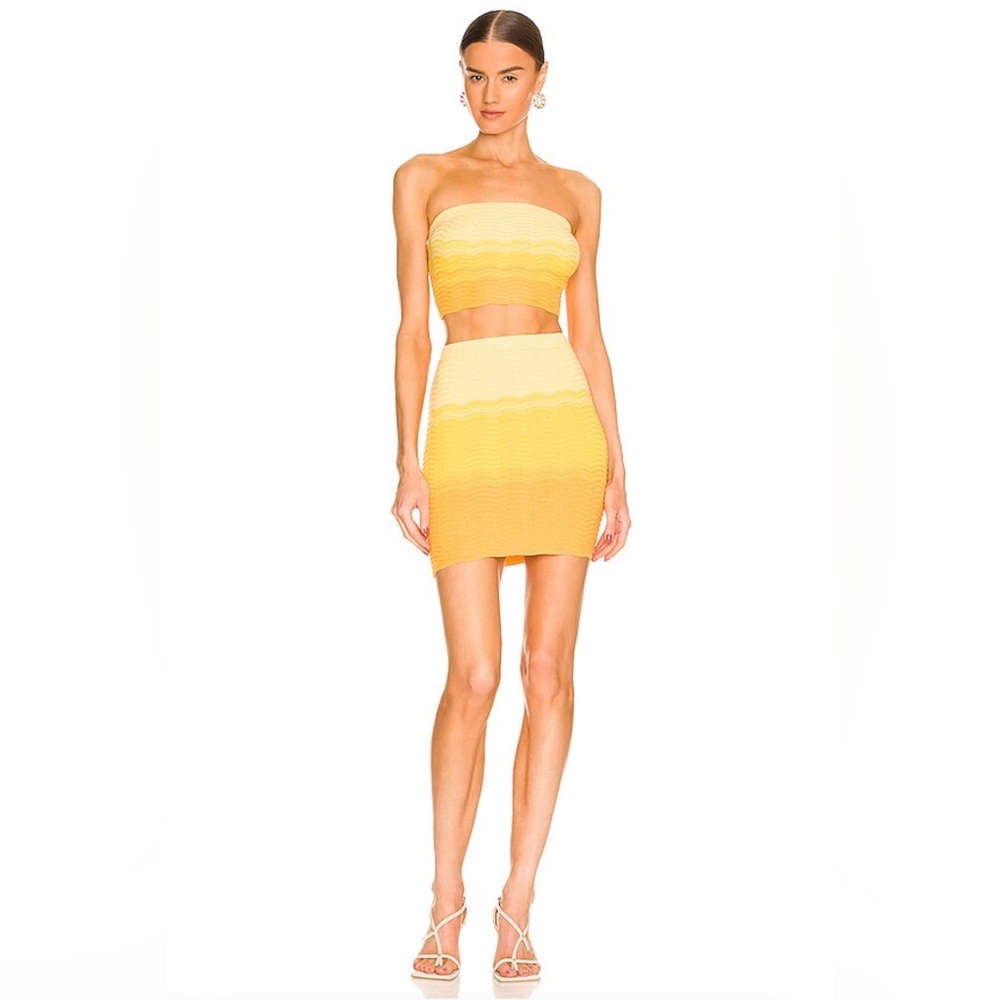 REVOLVE X Camila Coelho Avalon Knit Top & Skirt in Yellow Ombré size Small